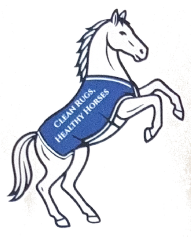 Ready Rugs logo – rearing horse wearing a blue rug
